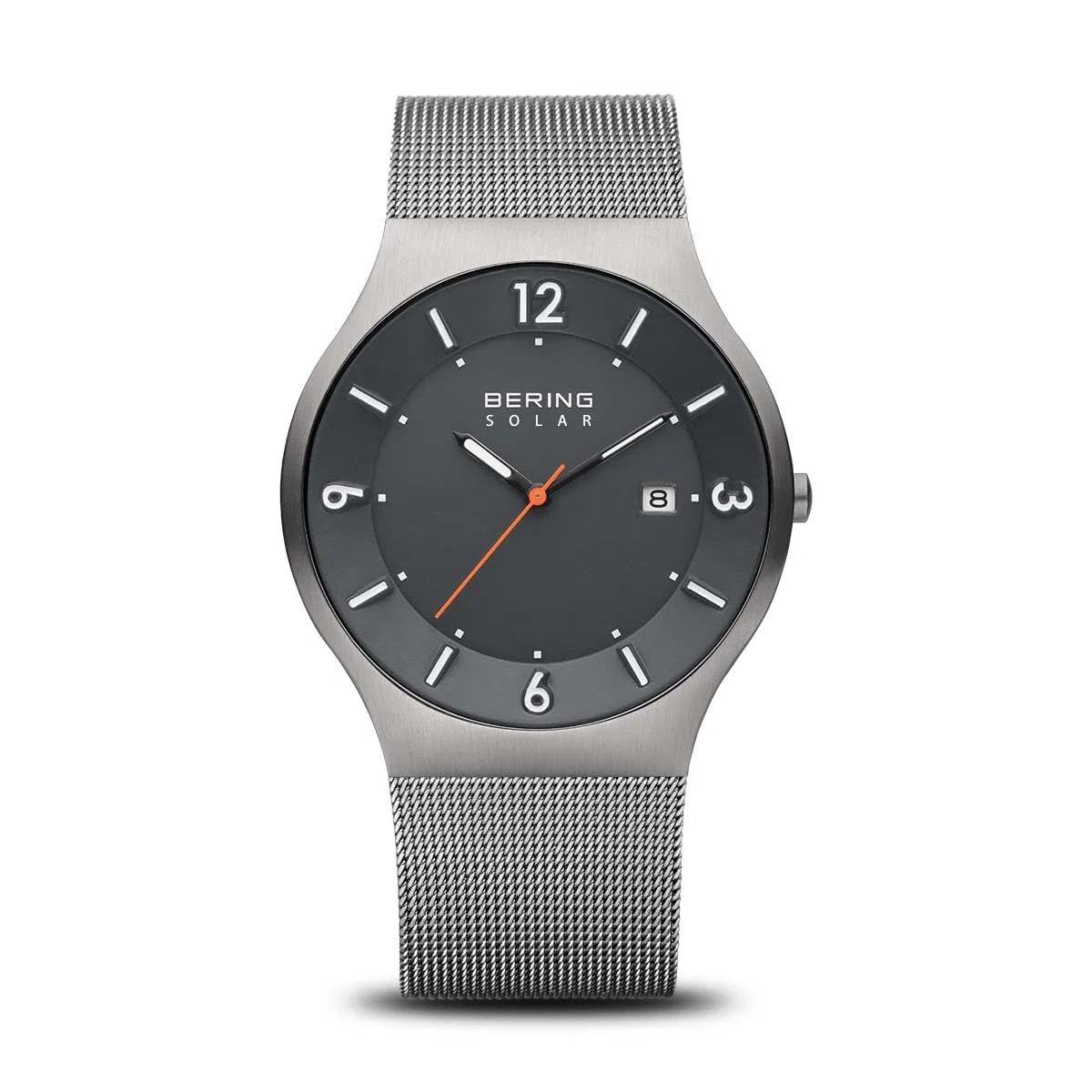Bering Herren Solar Uhr | Armbanduhr 40 mm Edelstahlgehäuse und Zifferblatt | Milanaisearmband | Saphierglas | 5 ATM | 14440