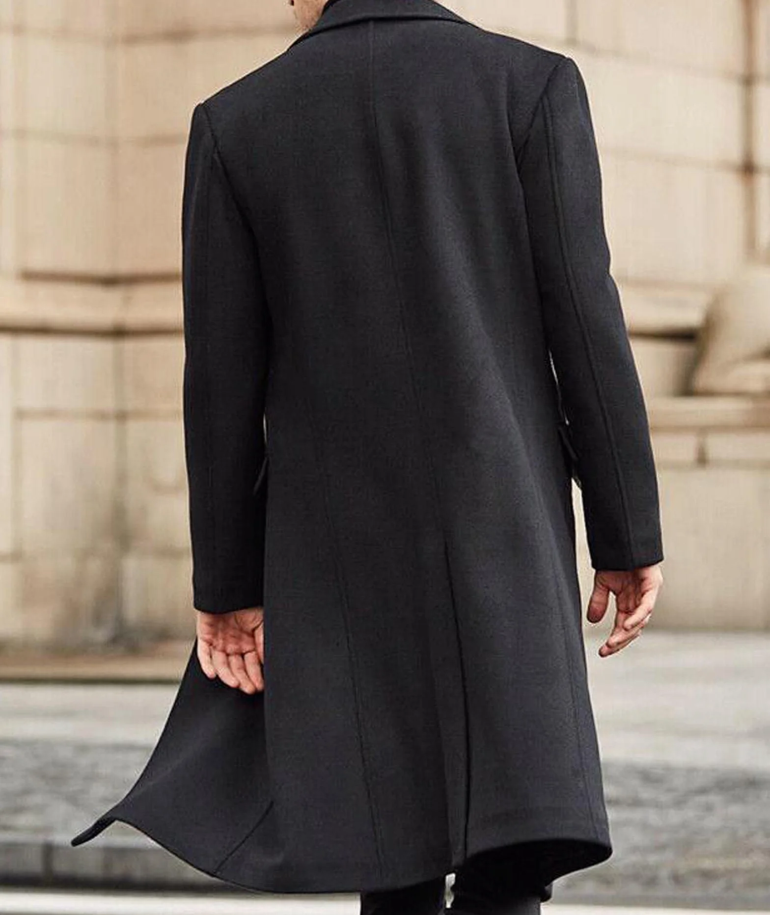 ECDAHICC Herren Casual Slim Fit Wollmantel Lange Jacke Kerbkragen Trenchcoat Einreiher Mantel Winter Warme Oberbekleidung