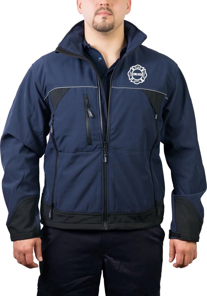 Softshelljacke Navy, Chicago Fire Dept., Work mit Standard-Emblem