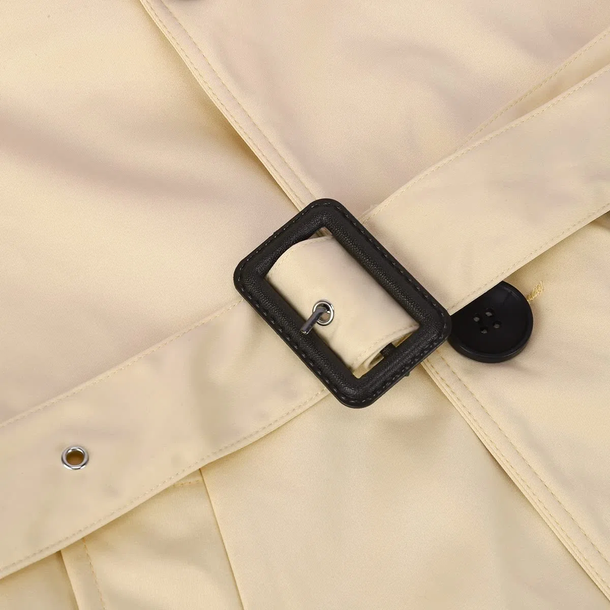 Herren Zweireihiger Trenchcoat mit Gürtel Revers Lang Mantel Business Jacke Frühling Übergangsjacke