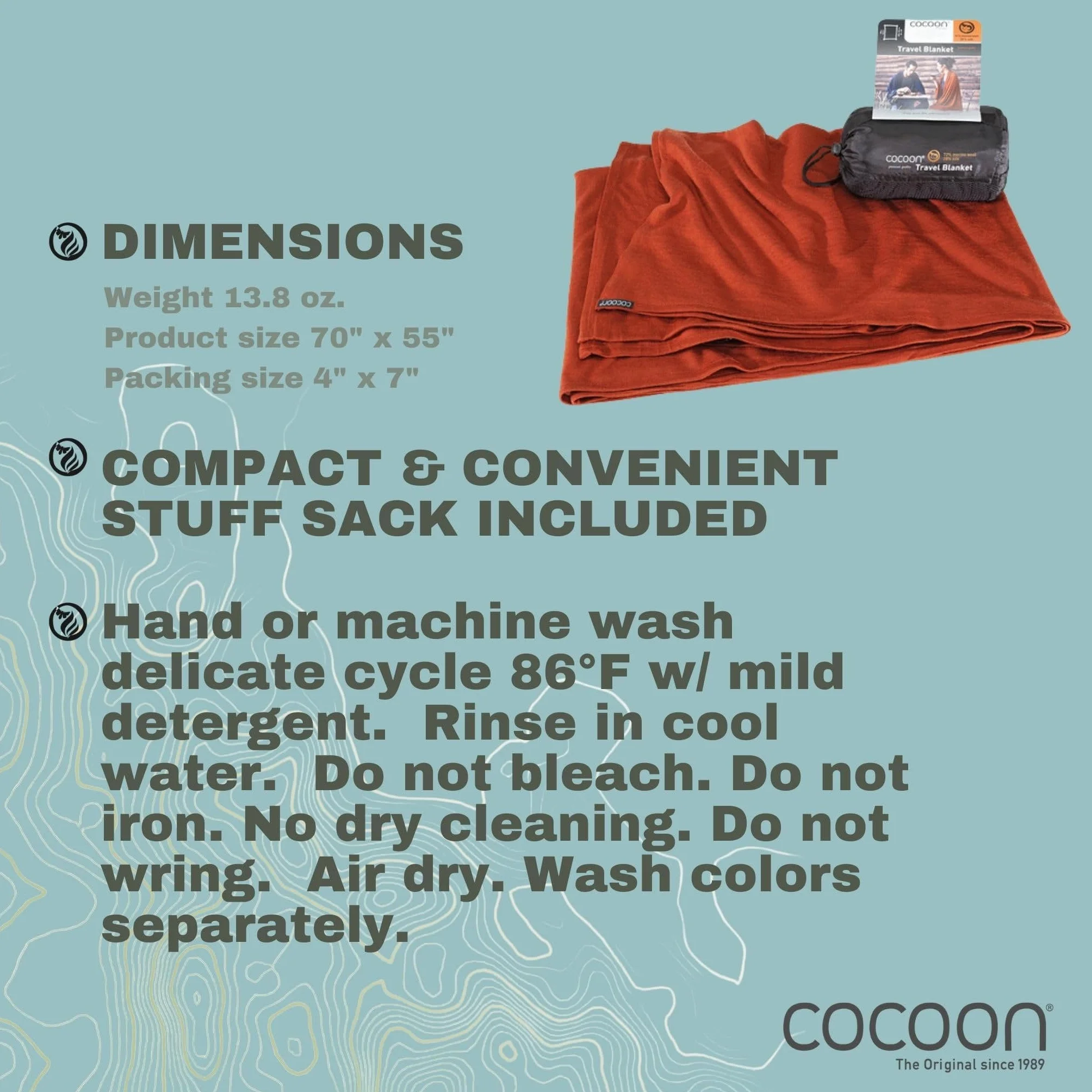 Cocoon Travel Blanket Merinowolle/Seide - Dark Terracotta