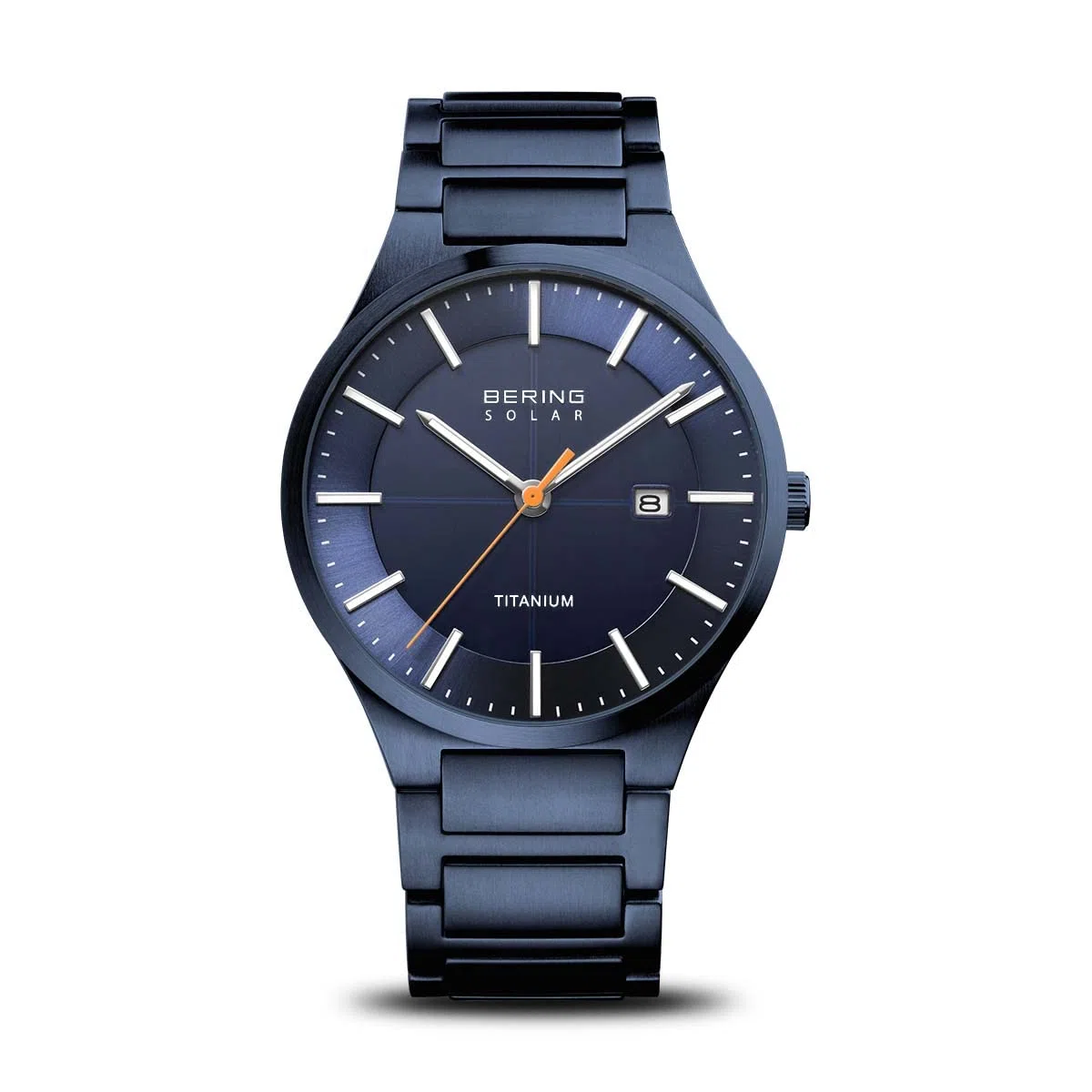 Bering Herren Solar Uhr | Armbanduhr 39 mm Titangehäuse und Zifferblatt | Titanband mit Titanelementen | 10 ATM | 15239