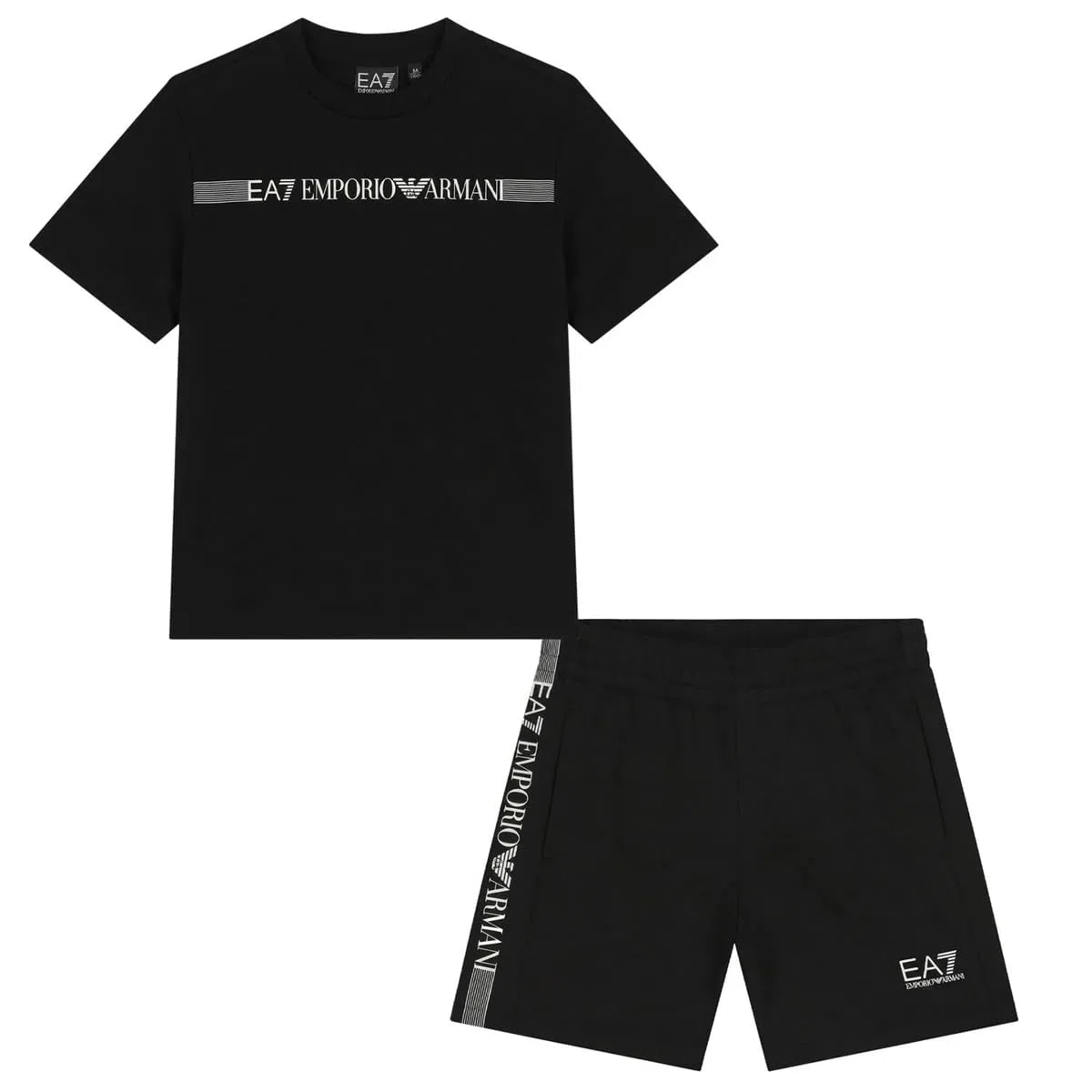 Emporio Armani EA7 7B000267 Logo Series Set aus T-Shirt und Shorts aus Baumwolljersey für Kinder und Jugendliche