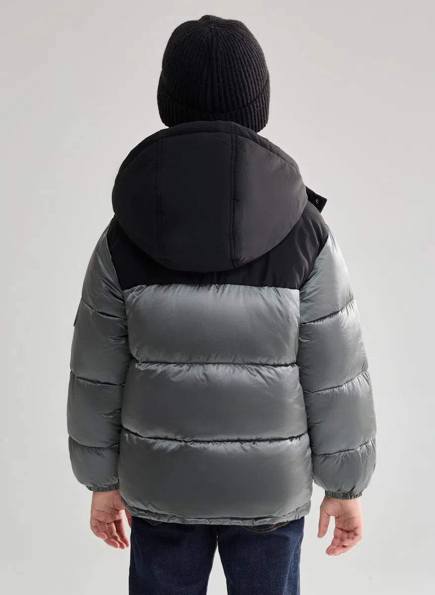 SOLOCOTE Jungen Wintermantel Schwer Wasserabweisend Kapuzen Steppjacke Dick Glänzende Oberbekleidung Kinder Winterjacke