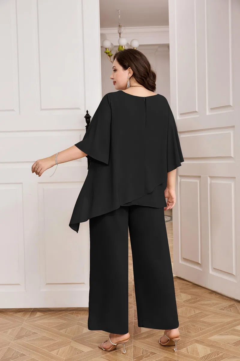 Hanna Nikole Hosenanzug Damen Große Größen Hosenanzug Damen Festlich Elegant Damen Zweiteiler Elegant Festlich Große Größen Zweiteiler Damen ElegantSchwarz 54