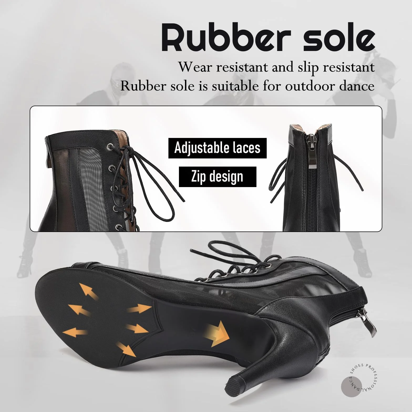 Tanzstiefel Damen Latein Stöckelabsatz Schnürstiefel für Jazztanz Absatz Party Leistung Tanzschuhe
