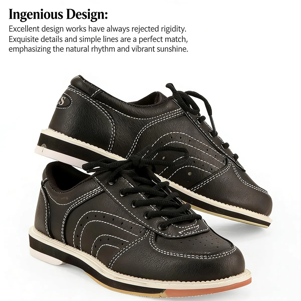 Herren Bowlingschuhe Leder bequemer Leichte Schnürung Bowling Trainingsschuhe rutschfest Atmungsaktiv Mikrofaser Sohle