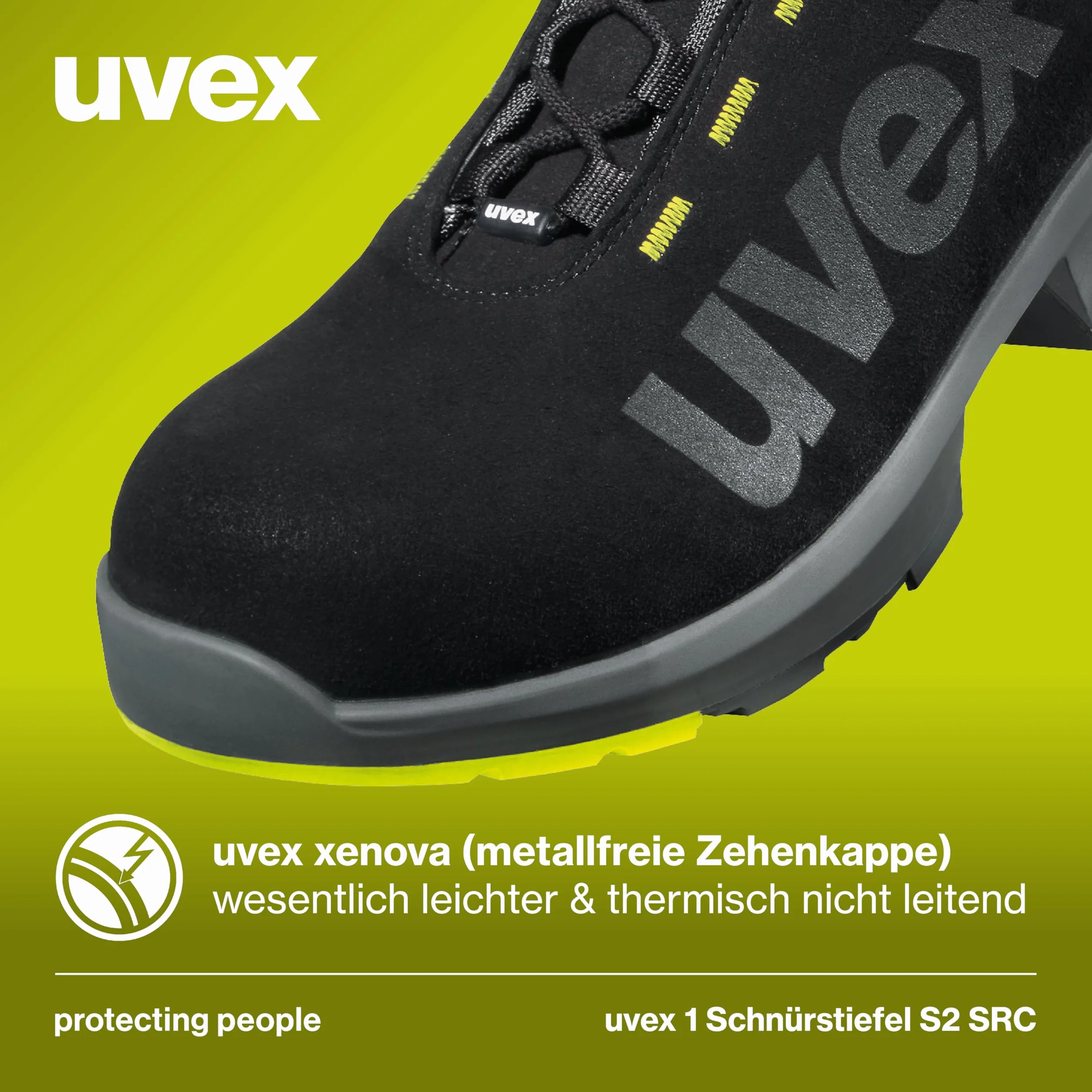 Uvex 1 Arbeitsstiefel - S2-Sicherheitsstiefel SRC ESD - Schwarz
