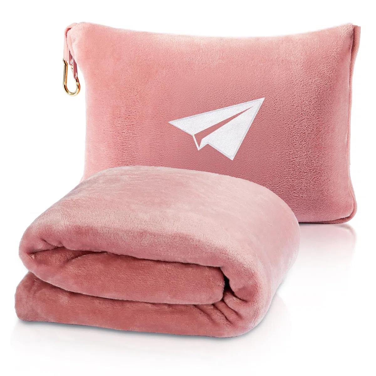 LOMEE Premium Reisedecke für Flugzeug, Weiches Flugzeug Deckenkissen 2 in 1 mit Kompakter Tasche, Handgepäckgürtel und Rucksack Clip, Tagbare Reise Essentials für Lange Flüge