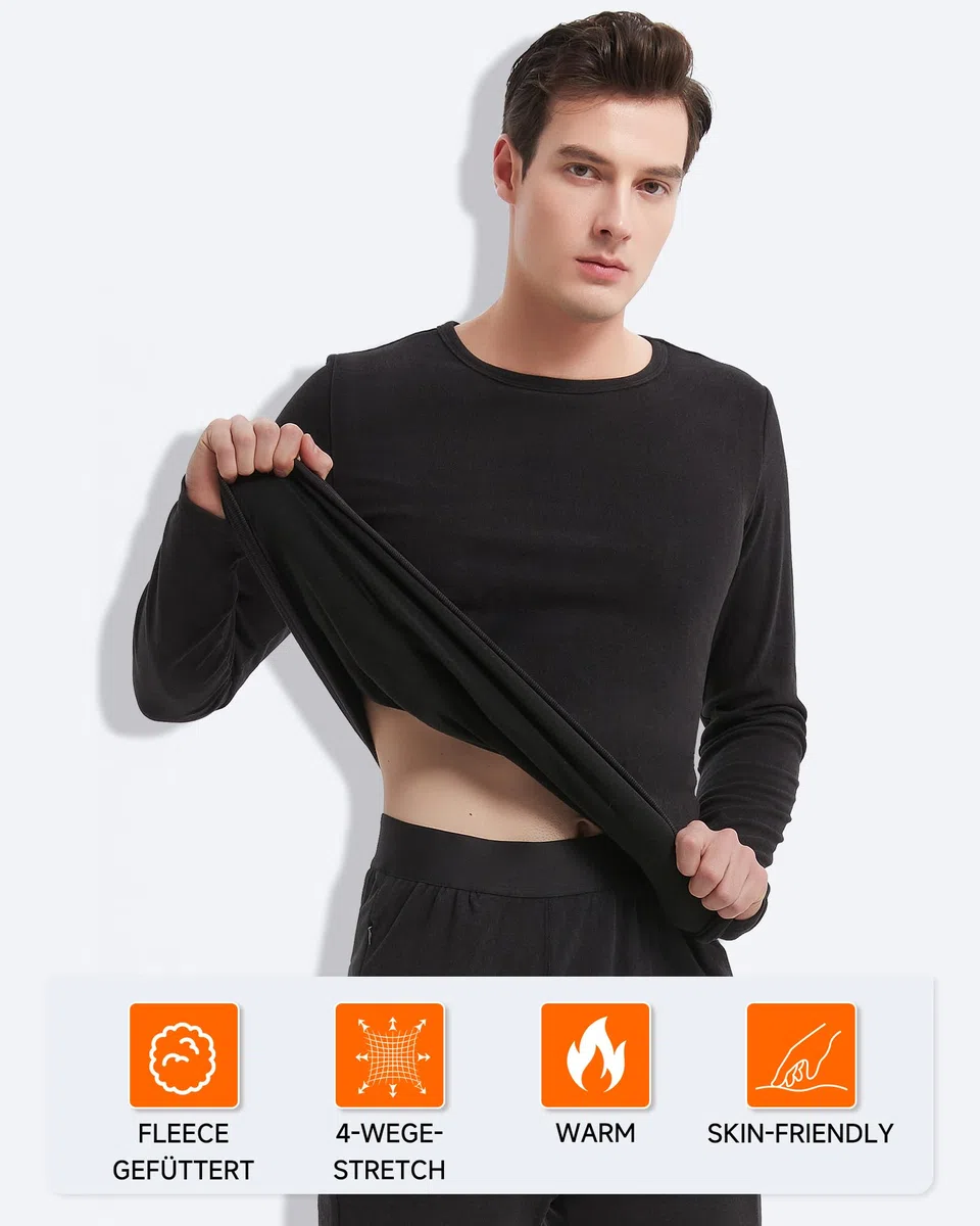 Beheizbare Langarm Shirt Herren mit Power Bank Mittelgewicht Beheizte Thermounterwäsche Oberteile Elektrische Thermounterhemd Basisschicht