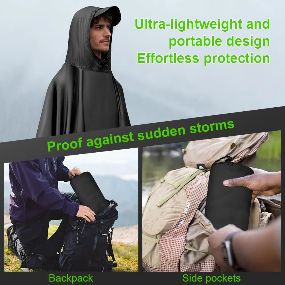 Vicloon Regenponcho, Unisex Regenjacken Regencape, Regen Poncho Jacke Mantel für Erwachsene mit Kapuze, Wasserdicht, Wiederverwendbar Regenmantel, für Wandern Radfahren Camping