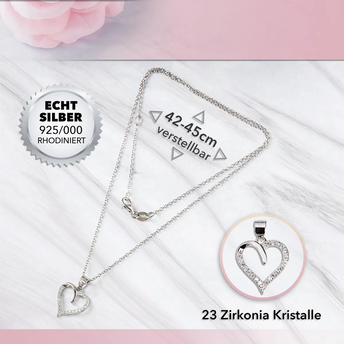 Enkelin Geschenk von Oma Opa - Mädchen Schmuck Frauen Silber 925/000 Herz Halskette - Konfirmation Firmung 18. Geburtstag Weihnachten Abitur Bachelor Master - Karte Premium LED Licht Etui