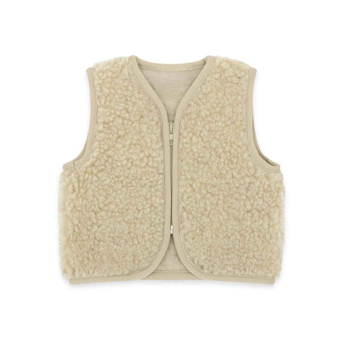 emma & noah Merino Teddy Weste für Kinder, weiche Wollweste aus 100% Merino Wolle, atmungsaktiv & wärmend, mitwachsend