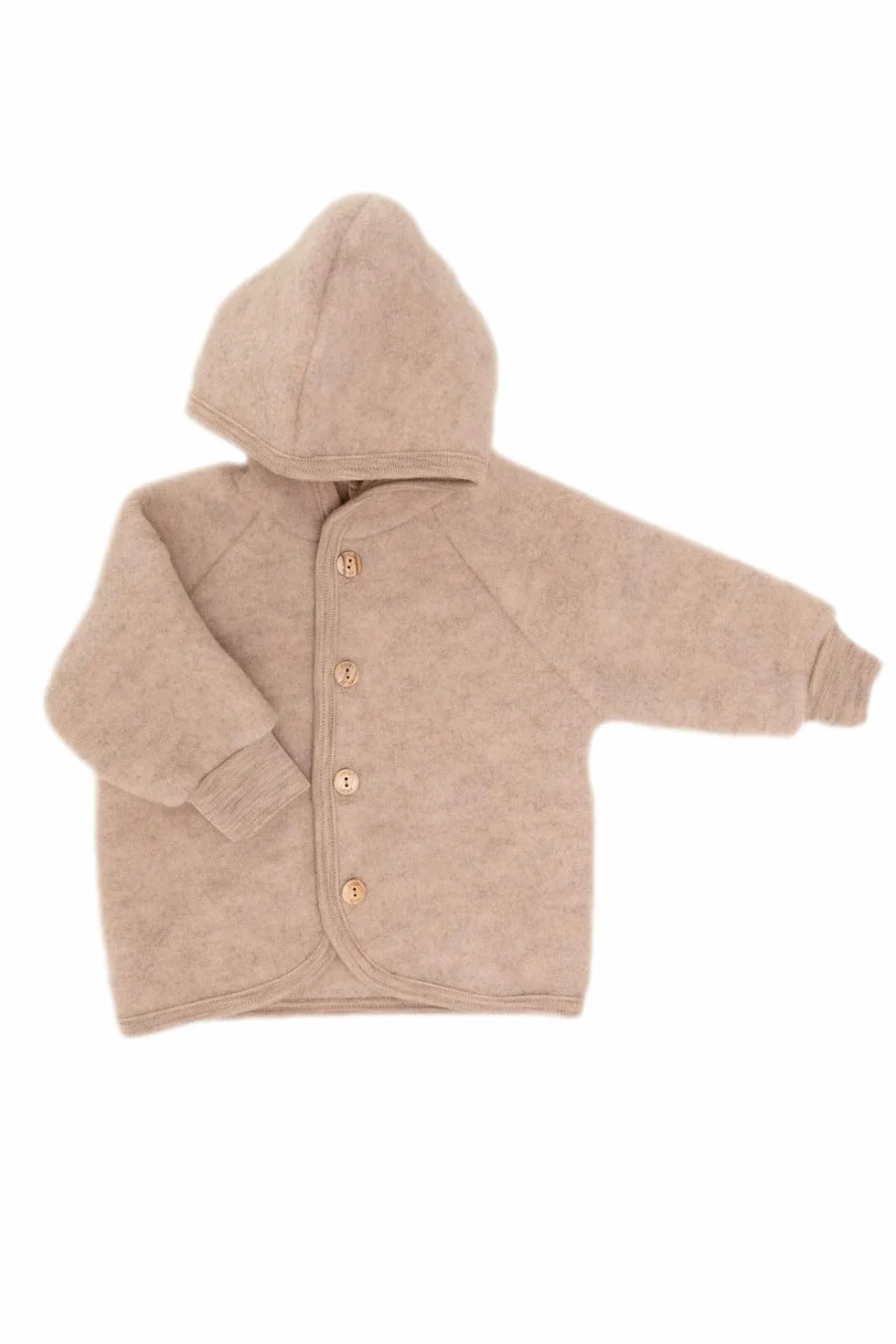 Engel Baby Jacke mit Kapuze Wollfleece (Sand Melange, 86-92)