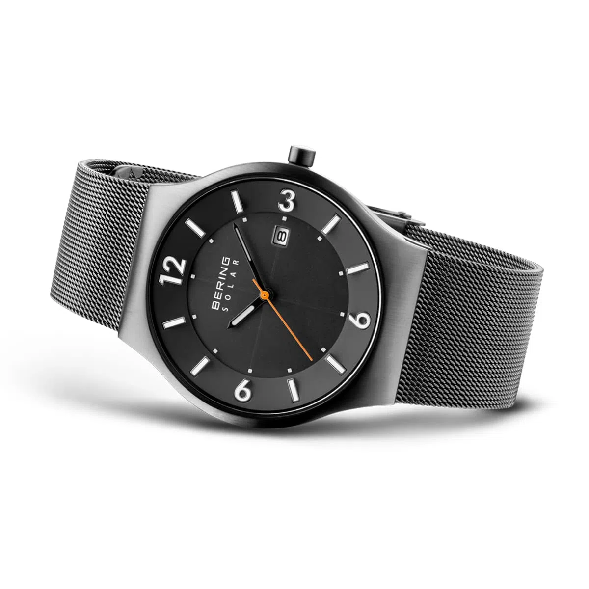 Bering Herren Solar Uhr | Armbanduhr 40 mm Edelstahlgehäuse und Zifferblatt | Milanaisearmband | Saphierglas | 5 ATM | 14440