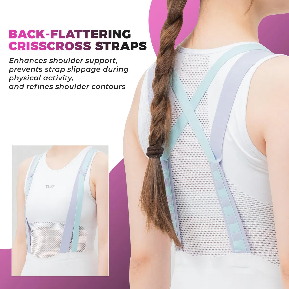 ROCKBROS TVI Damen Trägerhose Fahrradhose, Gepolstert Träger Radhose Bib Shorts Nahtfrei Komfort Schnell Trocknend, mit rutschfest Beinabschlüsse Reflektoren für Rennrad Training