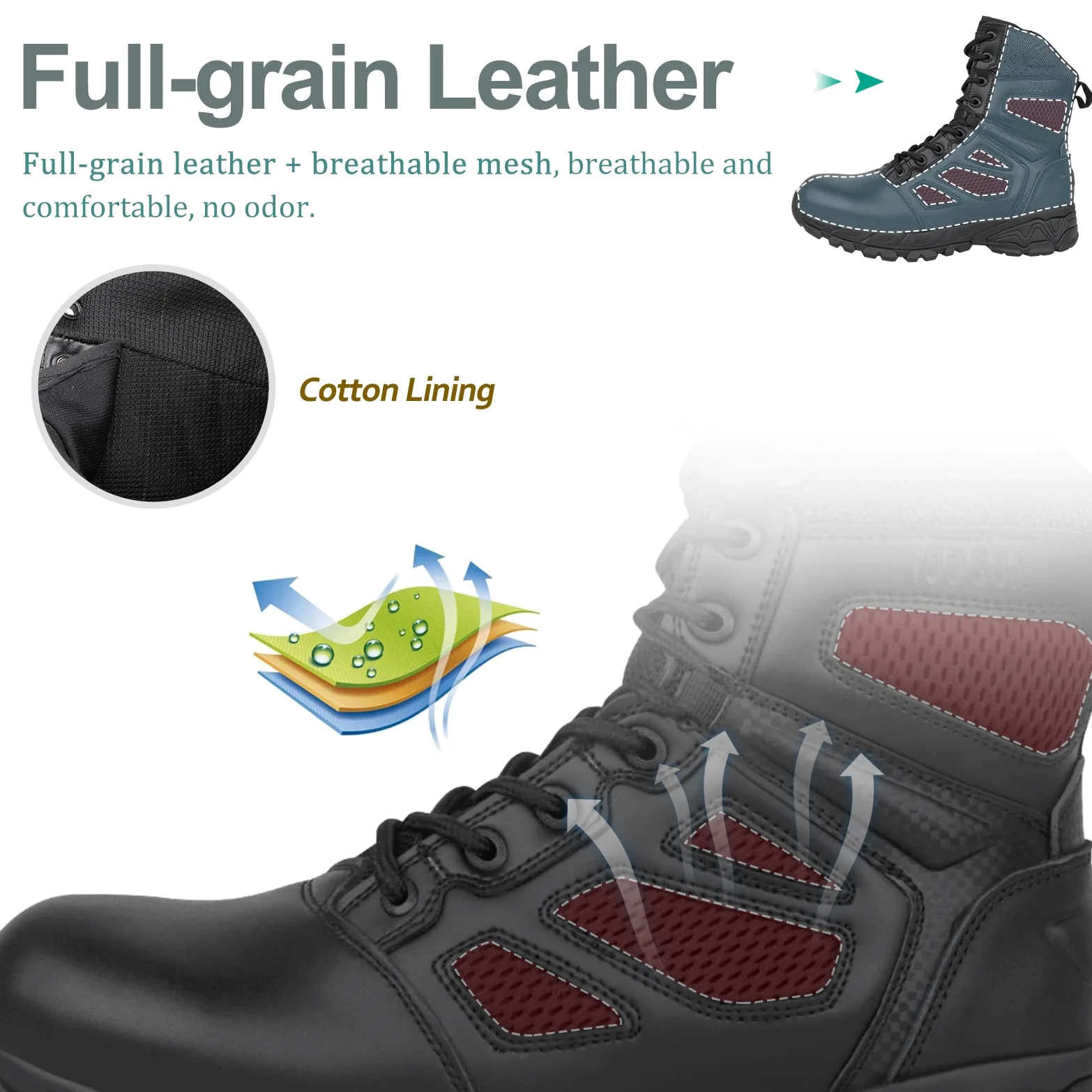 Springerstiefel Bundeswehr Herren Militär Stiefel mit Reißverschluss Einsatzstiefel Schwarz Leichter Kampfstiefel