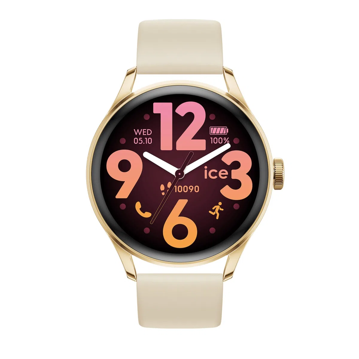 Ice-Watch - Ice smart 3.0-1.2 Gold Beige AMOLED GPS - Gold runde verbundene Uhr für Damen mit Silikonarmband - 025115 (1.20 Zoll)