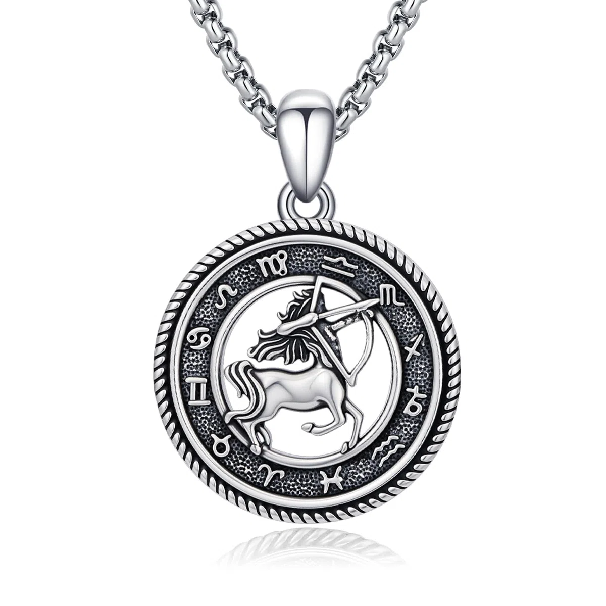 12 Sternzeichen Anhänger Halskette 925 Sterling Silber Oxidiert/Gold Anhänger Sternzeichen Kette Astrologie Schmuck Geburtstag Geschenke für Männer Frauen, mit Edelstahlkette