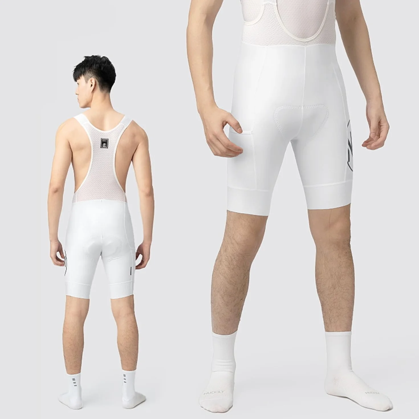 NUCKILY Herren Wettkampf-Fahrrad-Trägerhose, 4D-gepolsterte Fahrrad-Trägerhose mit Taschen, Pro Race Bike Shorts