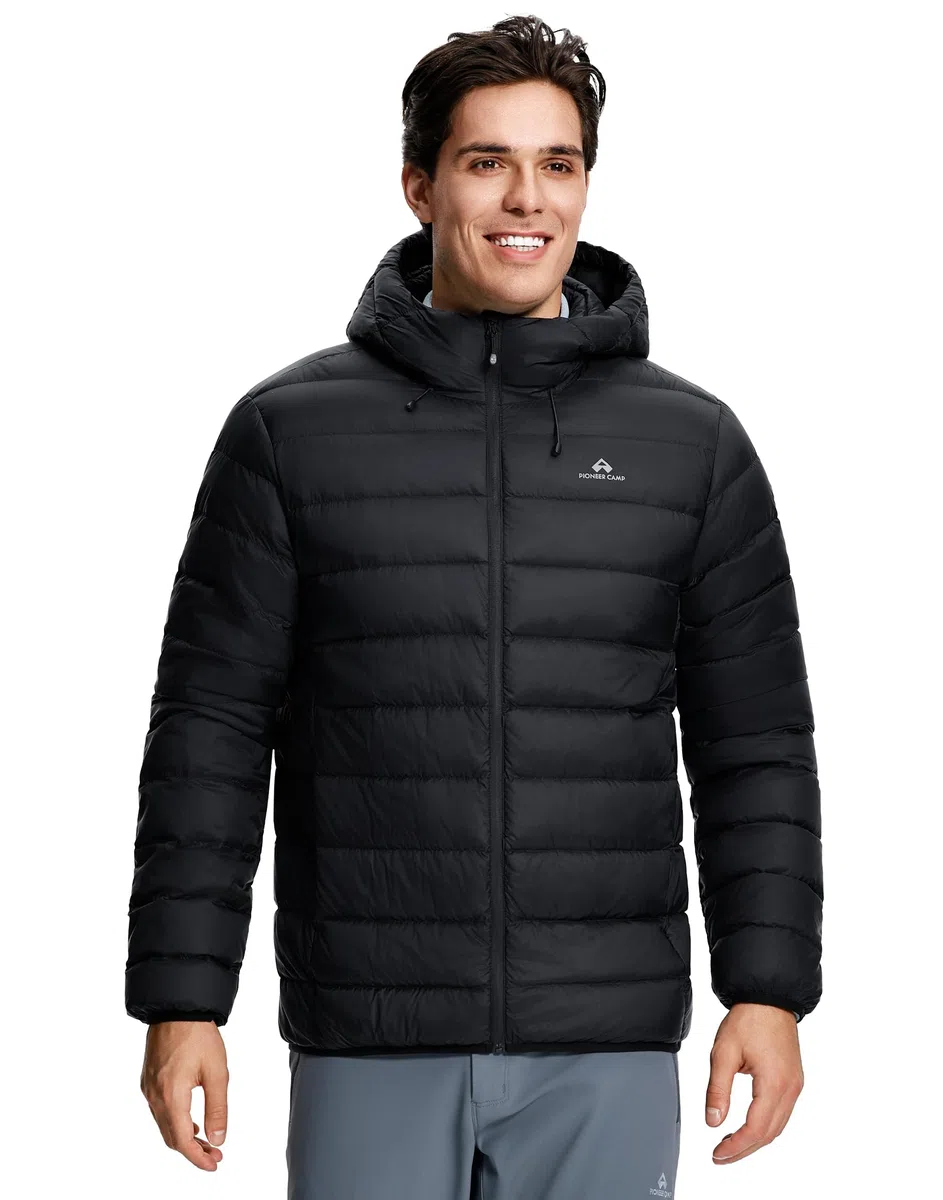 Pioneer Camp Herren Daunenjacke Winter 90% Entendaunen 650 Fill Leicht Warm Steppjacke Wasserdicht Winddicht Packbare Pufferjacke mit Kapuze Outdoorjacke