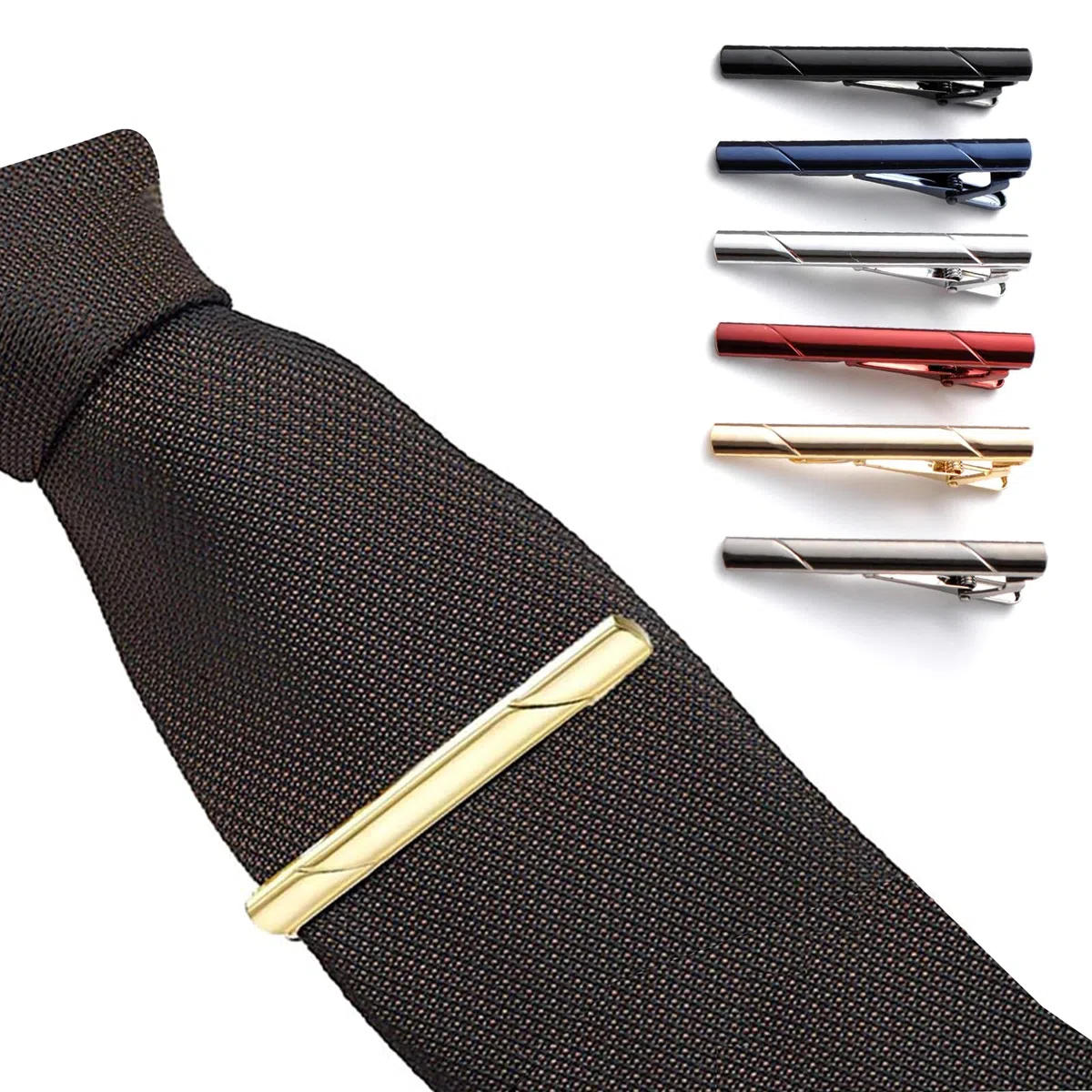 Herren Krawattennadel mit Geschenkbox, 6 pcs Krawattenklammer Edelstahl, Geschenk zum Vatertag, Klassische Krawattennadeln für herren, Tie Clip Set Für Valentinstag, Hochzeit, Vatertagsgeschenk