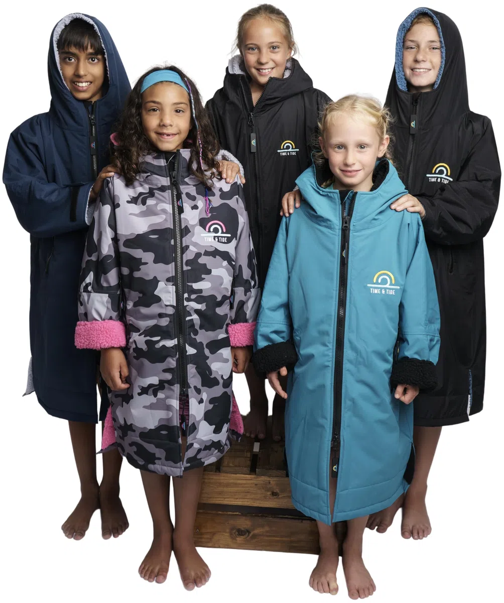 Time & Tide Dry Kids Changing Robe - Warm Fleece Coat - Swim/Surf Poncho 5-13yrs