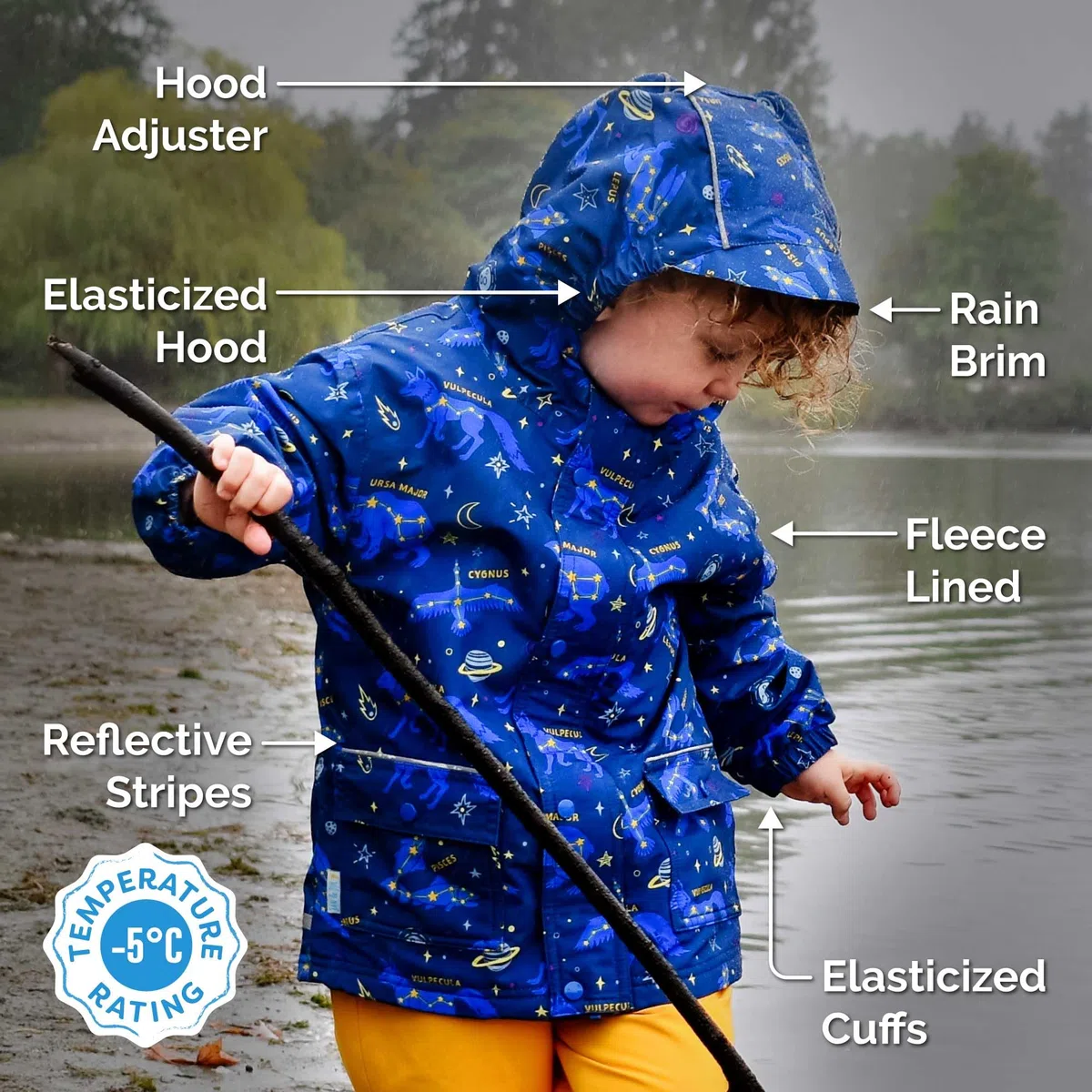 Jan & Jul Wasserdichte Regenjacke Kinder, Warme Matschjacke Gefüttert mit Fleece
