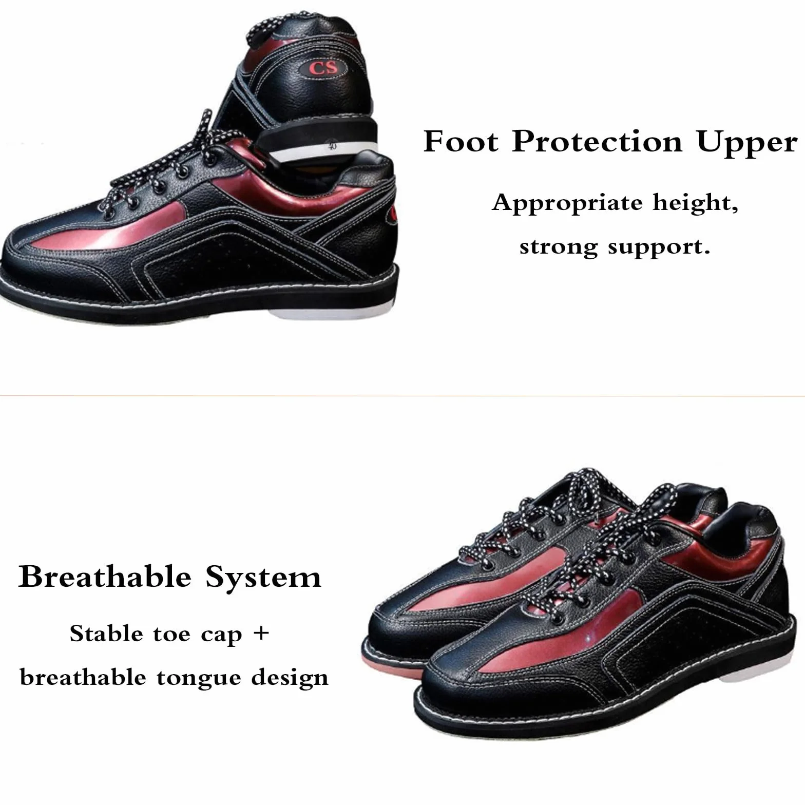 Bowlingschuhe Herren,Atmungsaktive Bowlingschuhe,Bowlingschuhe,Rasen Bowlingschuhe,Bowling-Schuhe Erwachsene,Bowling-Schuhe,Buffer,Bufferatmungsaktiv,Für Rechtshänder-Bowler,Schwarz