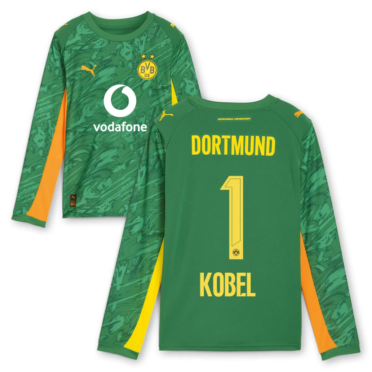 PUMA BVB Torwarttrikot grün Saison 2025/26, Größe:152, Spielername:Kobel