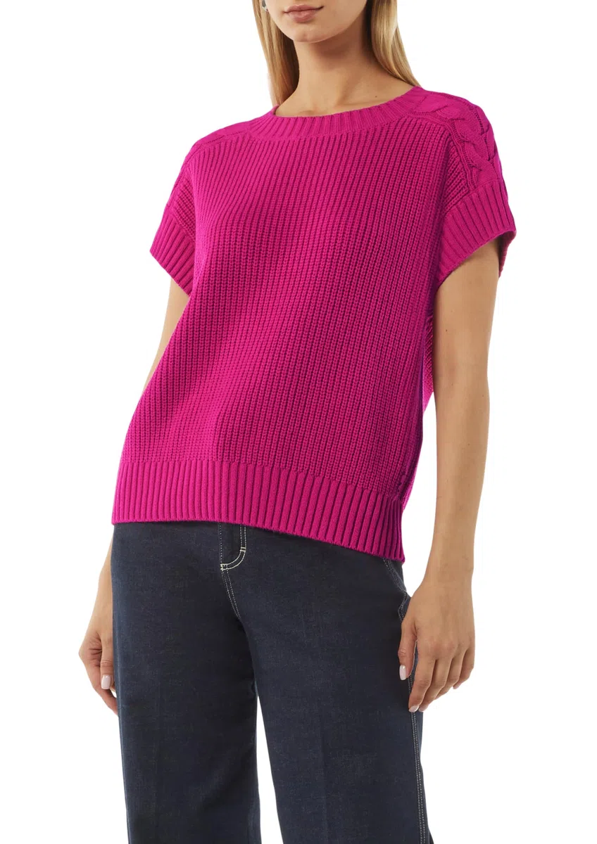 Comma Weiter Strickpullunder mit Zopfmuster-Detail