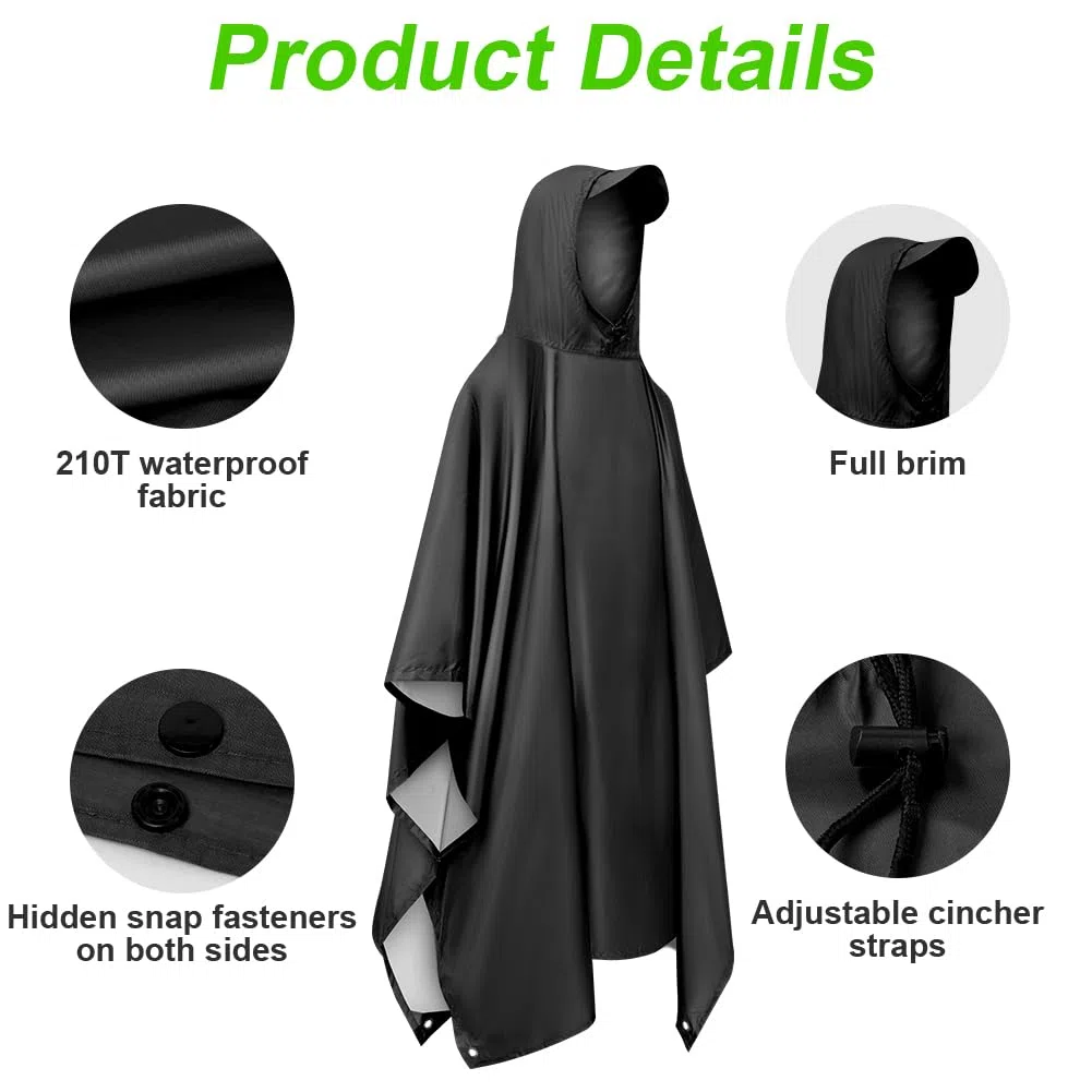 Vicloon Regenponcho, Unisex Regenjacken Regencape, Regen Poncho Jacke Mantel für Erwachsene mit Kapuze, Wasserdicht, Wiederverwendbar Regenmantel, für Wandern Radfahren Camping