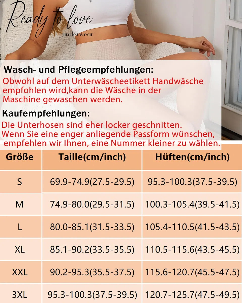 READY TO LOVE Unterhosen Damen Große Größen Seamless Slips Damen Hohe Taille Nahtlose Taillenslip High Waist Unterwäsche Frauen No Show Slip Pantys Atmungsaktiv Nahtlos Slips Mehrpack 4er Pack S-3XL