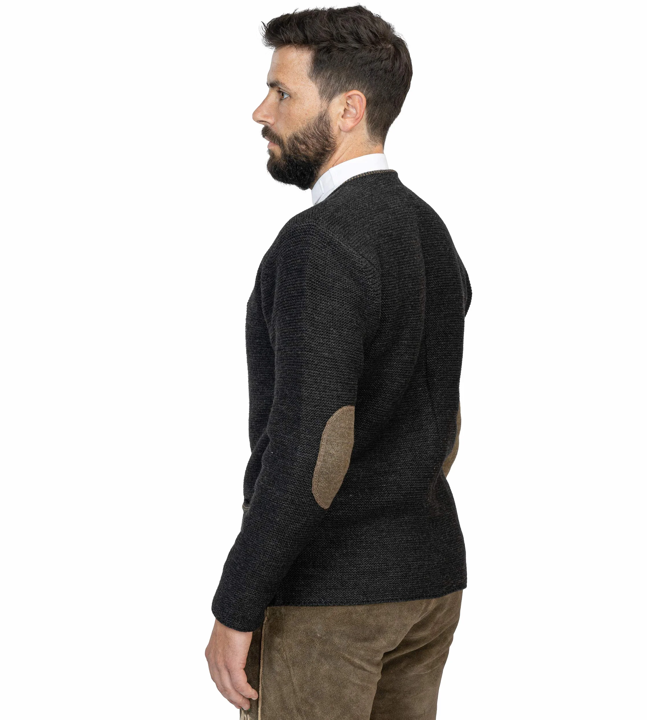 Schöneberger Trachten Couture Hochwertige Herren Strickjacke Anton - Trachtenjacke aus Wolle - Cardigan Jacke in Braun oder Blau - Anton