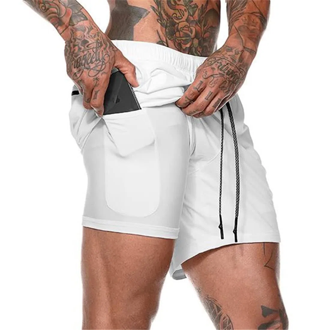 Shorts Herren 2 in1 Trainingsshorts Kurze Hosen Schnelltrocknende Laufshorts Sporthose Taschen Kompressions Shorts