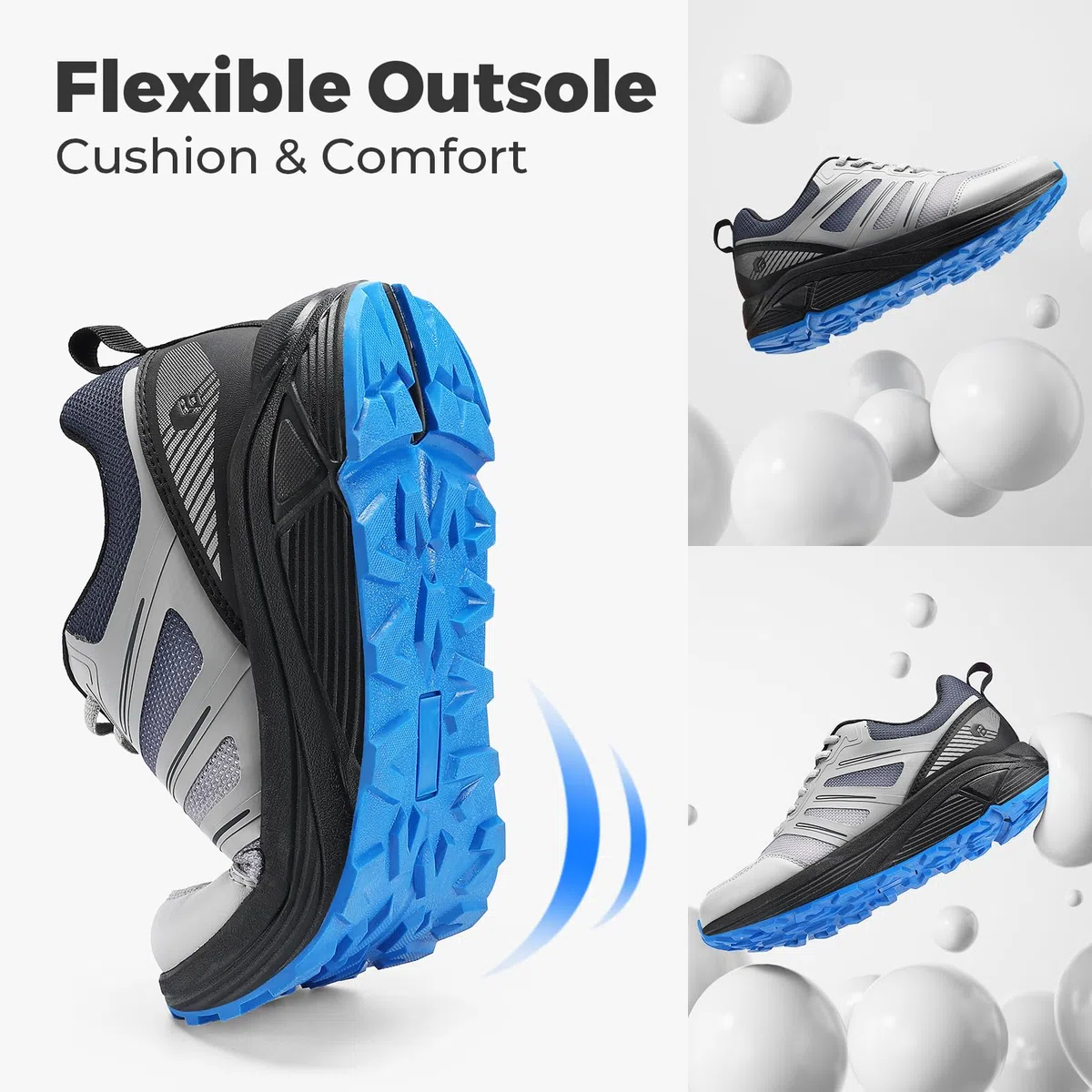 FitVille Laufschuhe Herren Extra Weite Traillaufschuhe Straßenlaufschuhe Breit Sneaker Leicht Sportschuhe Outdoor Schuhe Bequeme Fitnessschuhe Trekkingschuhe