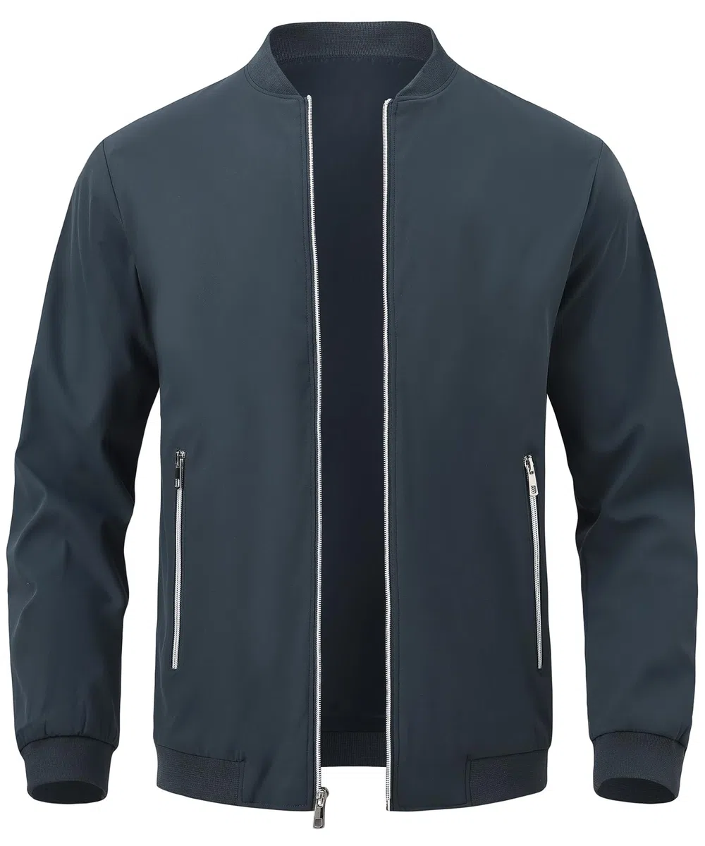 YuKaiChen Übergangsjacke Herren Leichte Jacke Freizeit Vier Jahreszeiten Bomberjacke mit Reißverschlusstaschen