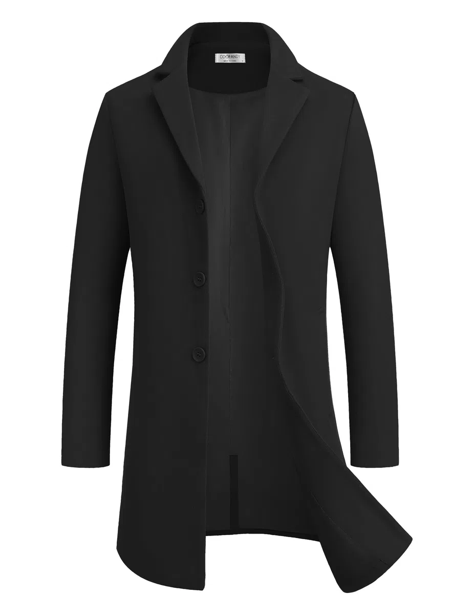 COOFANDY Herren Mantel Wintermantel Warm Herrenmantel Reverskragen Business Mantel Trenchcoat Winterjacke mit Taschen