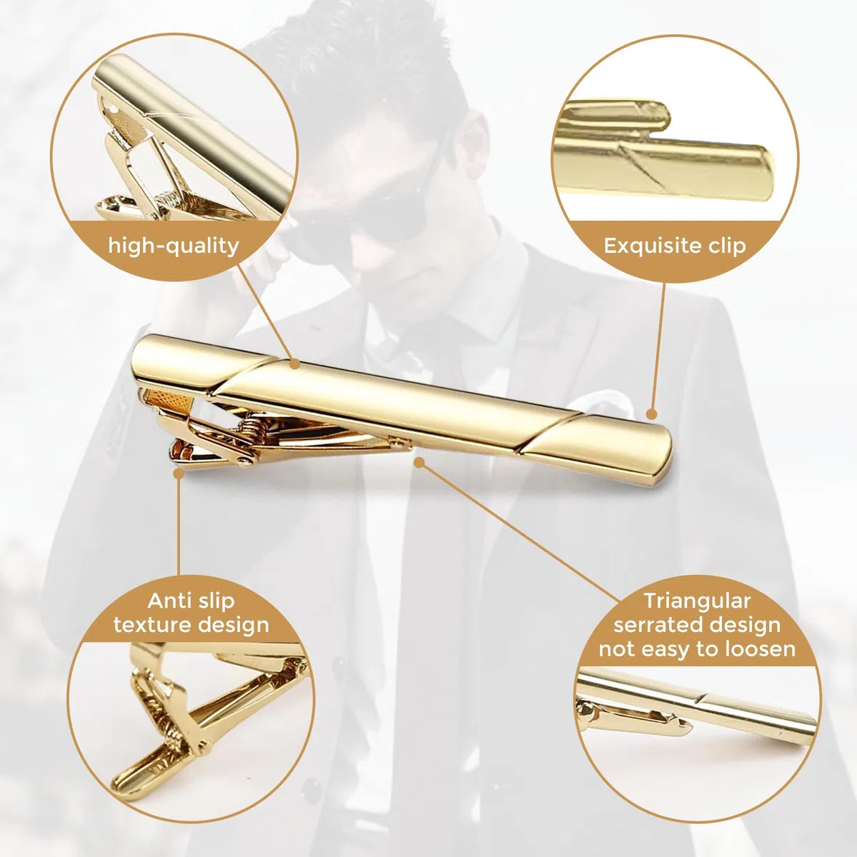 Herren Krawattennadel mit Geschenkbox, 6 pcs Krawattenklammer Edelstahl, Geschenk zum Vatertag, Klassische Krawattennadeln für herren, Tie Clip Set Für Valentinstag, Hochzeit, Vatertagsgeschenk
