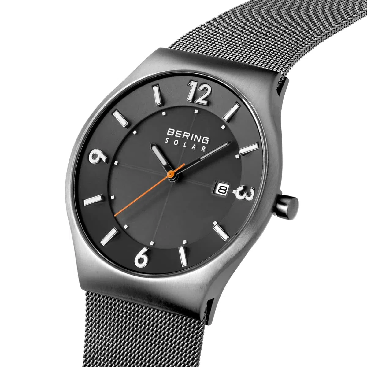 Bering Herren Solar Uhr | Armbanduhr 40 mm Edelstahlgehäuse und Zifferblatt | Milanaisearmband | Saphierglas | 5 ATM | 14440