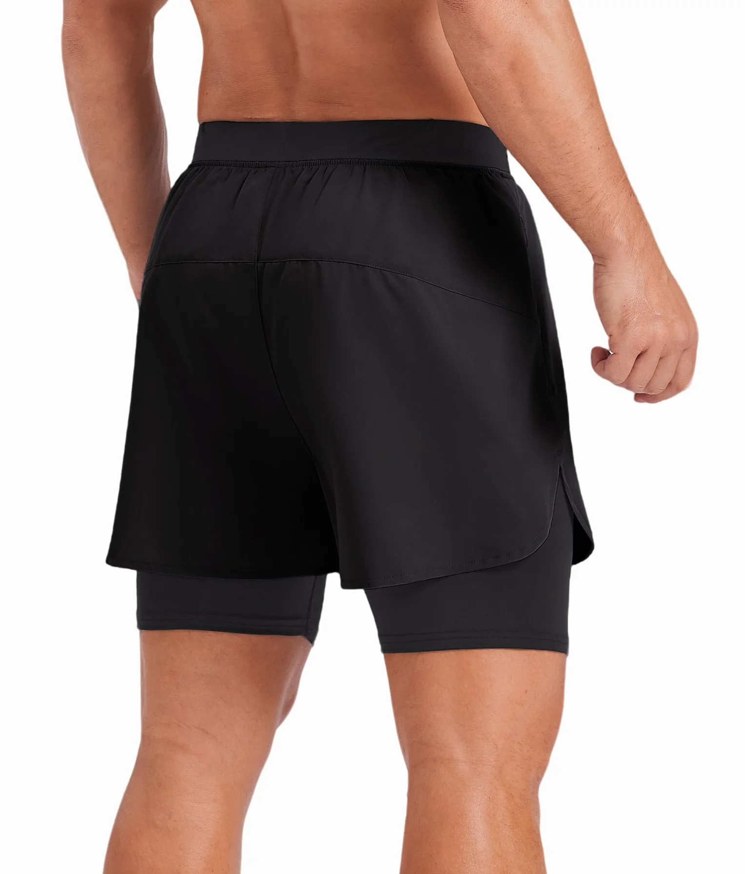 PINSPARK Herren Sport Shorts 2 in 1 Laufshorts mit Kompressionsshorts | Schnelltrocknende, atmungsaktive Marathon-Shorts, geeignet für Sommer-Fitness, Laufen, Wandern, Surfen und Radfahren