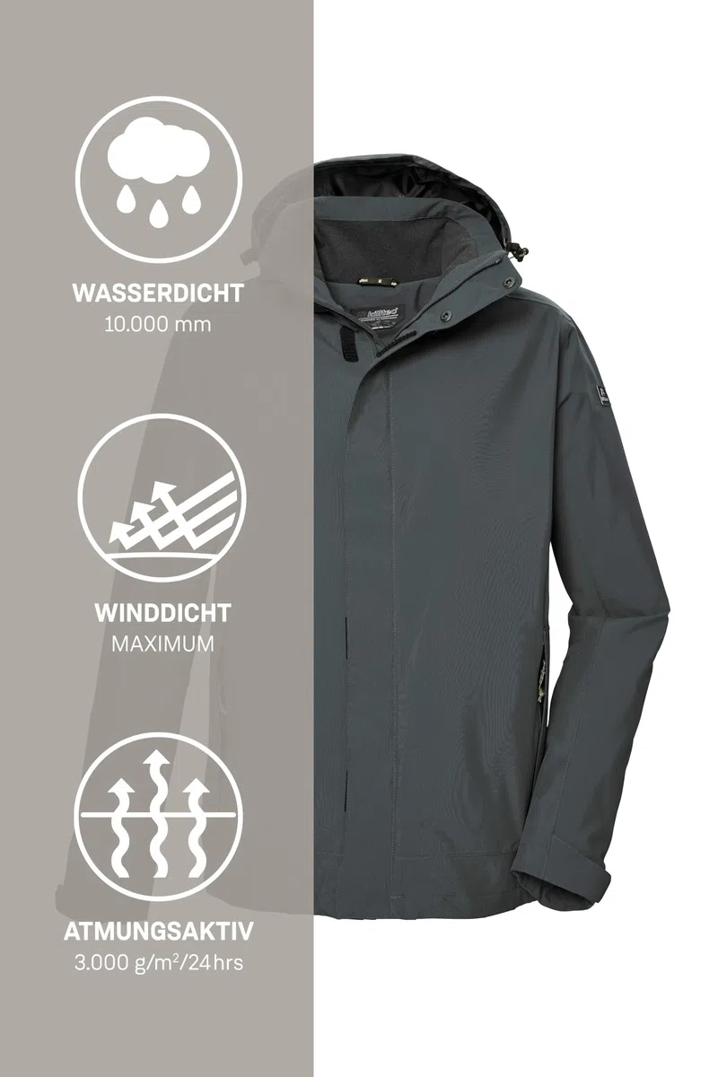 Killtec Herren Kos 87 Mn Jckt Funktionsjacke/Outdoorjacke mit abzippbarer Kapuze
